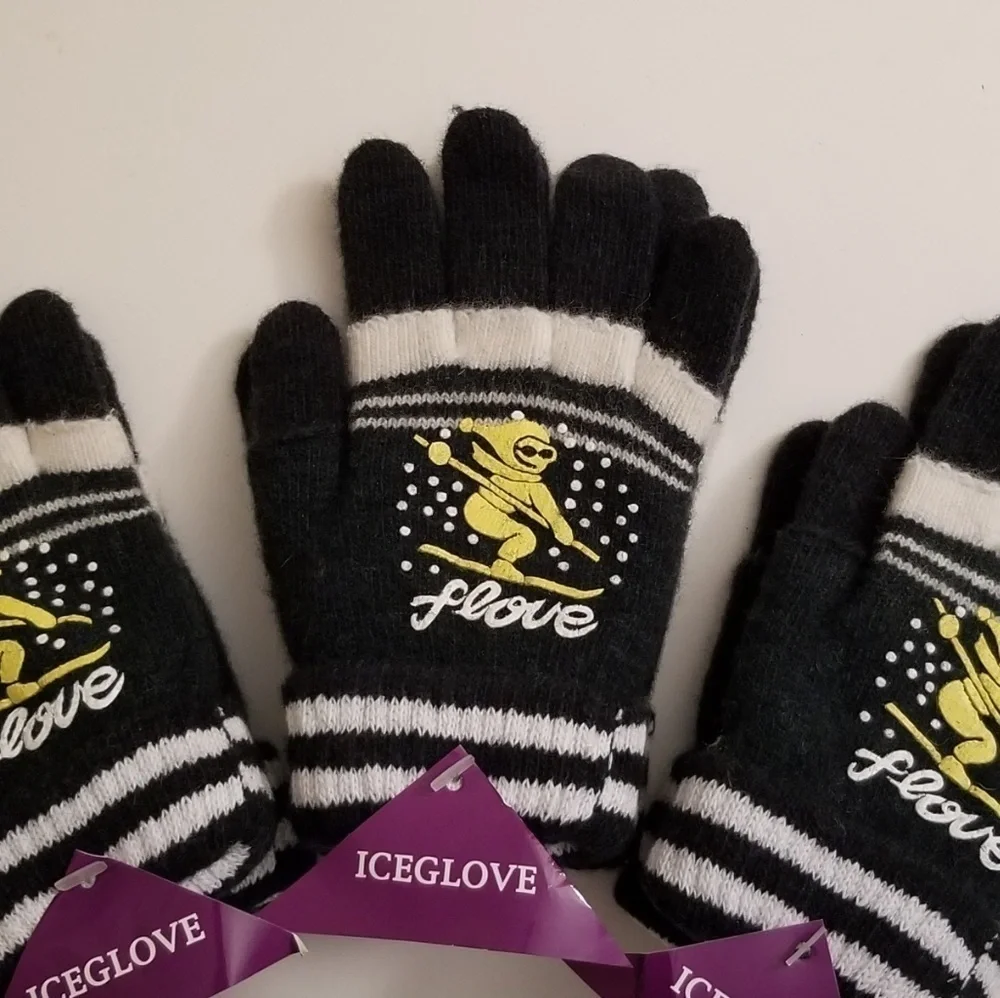 Set of 3 New Multicolor Double Layered 2 in 1 Wool Blend Gloves